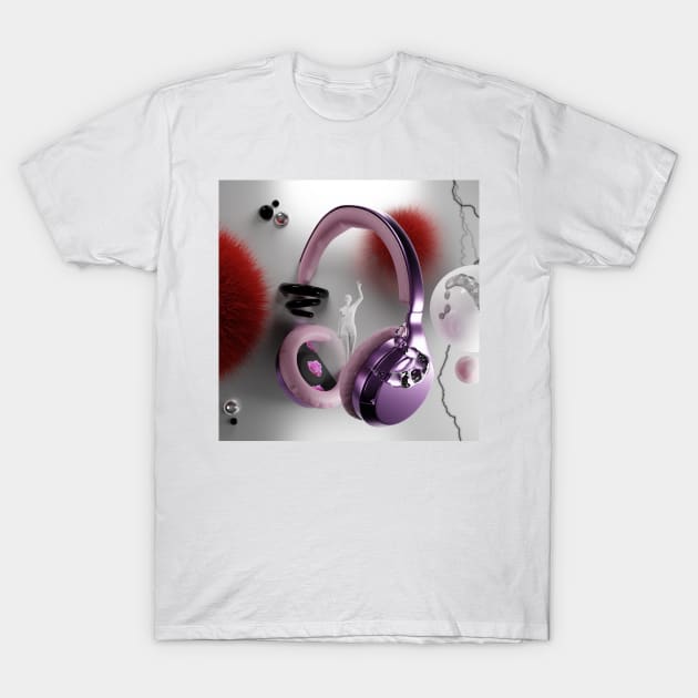 3D ABSTRACT HEADPHONES DIGITAL ART AESTHETIC T-Shirt by MeditativeLook